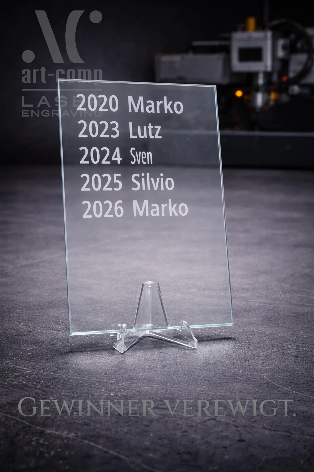 Glasgravur auf Wanderpokal